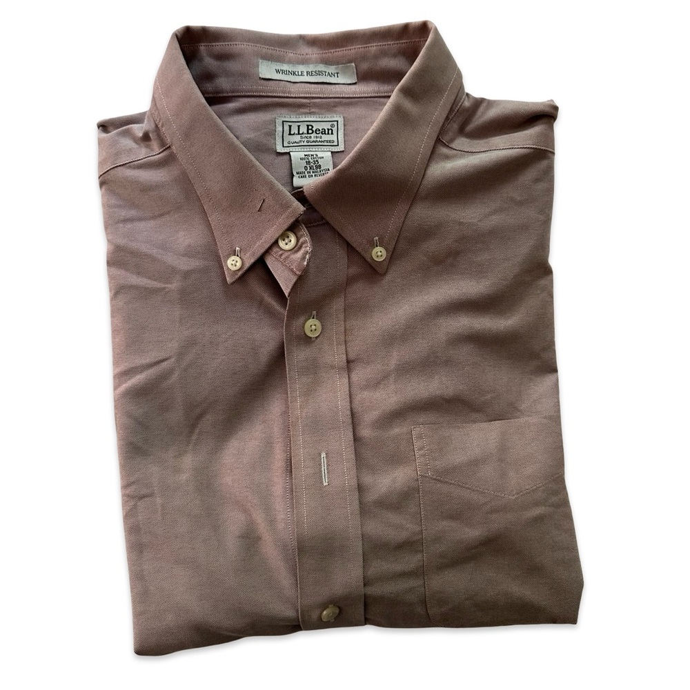 L.L. Bean Men's Casual Light Red Button Down Shirt